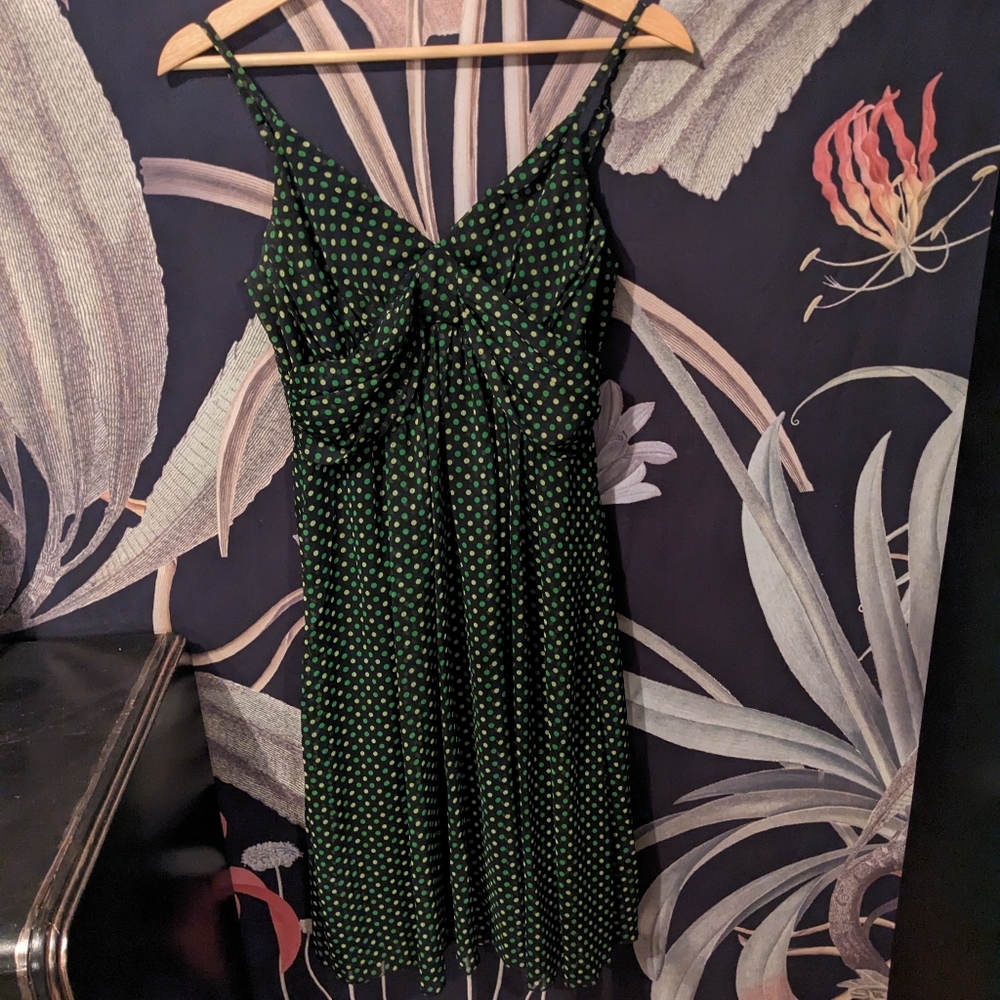 Flowy Green Polka-dot Dress